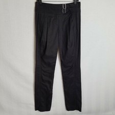 Tory Burch Womens Black Pleated Casual Dress Pants Buckle Design Sz 2 28x32