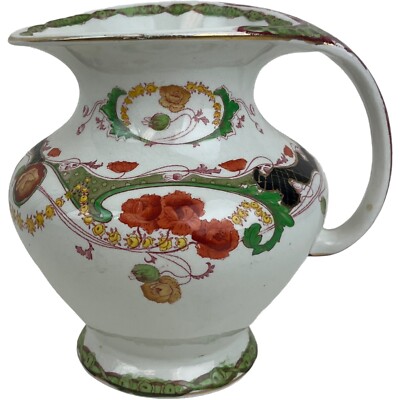Vintage Renown Royal Pottery Staffordshire Burslem Jug PitcherWhite Multi B3
