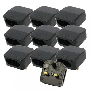 Details About 10 X 5a Fused 2 Pin Euro Plug Uk 3 Pin Mains European Converter Adapter Bs1363 - 