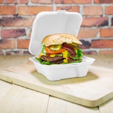 Bagasse Burger Box 6" x 6" Takeaway Food Containers Boxes Eco Compostable HB6