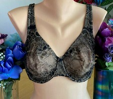 522 CACIQUE 38DD BLACK Lace Lined Wide Back Molded Cup Underwire Bra 70783