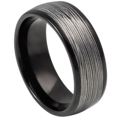 Tungsten Ring Band Domed Black For Men & Women