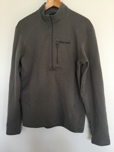 marmot mens size medium gray 1/2 zip up fleece sweater drop line