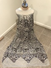 Gray 4way Stretch Sequins Embroidered Lace Fabric 50 Width 1 Yard