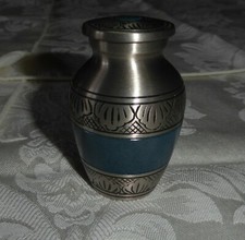 Keepsake Cremation Urn   Athens Pewter Blue   Brass with Pewter Finish - New