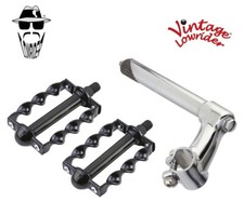 Vintage Lowrider Stem Classic 22.2 Chrome Pedals Flat Twisted 1/2" Black