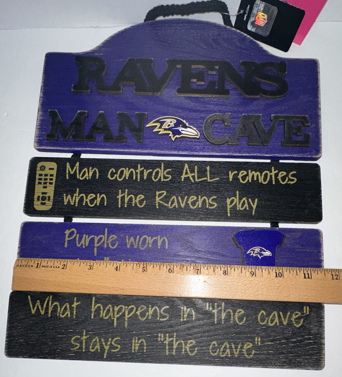 FOCO NFL Baltimore Ravens Team Logo Man Cave Hanging Wall Sign NWT view 3
