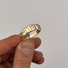 New 14k Yellow Gold Princess Cut Diamond Men's Ring Size 9.75 .70ctw