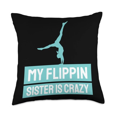My Flippin Sister is Crazy Cheer Brother Throw Pillow, 18x18, Multicolor