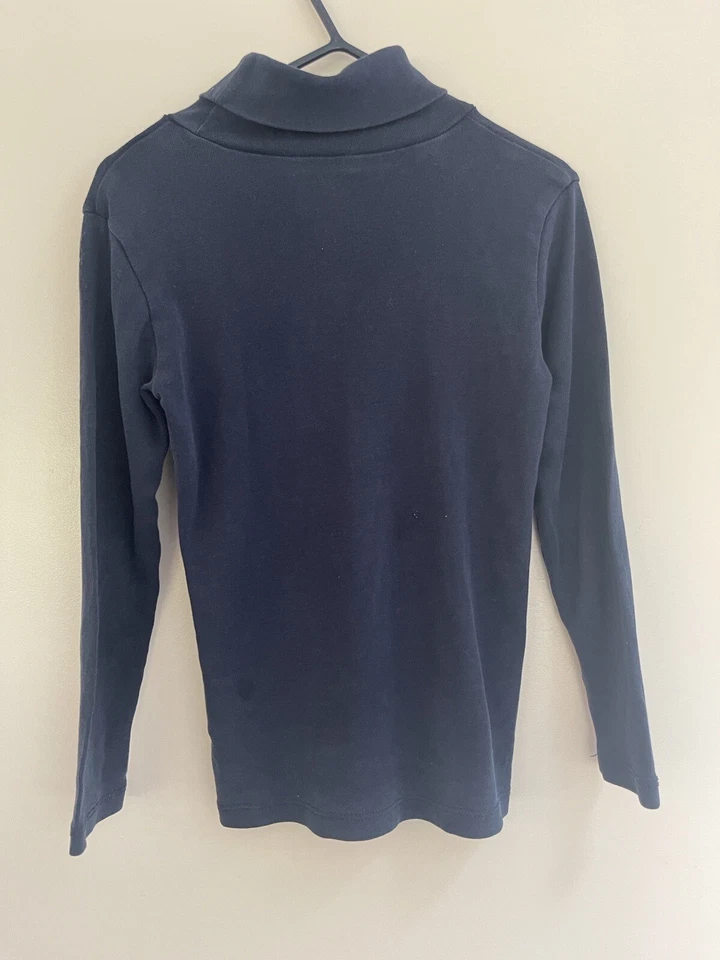 H&M Basic Kids Boys Solid Blue Cotton Blend Turtleneck Long Sleeve Shirt 4-6 Yrs - Image 3 of 3