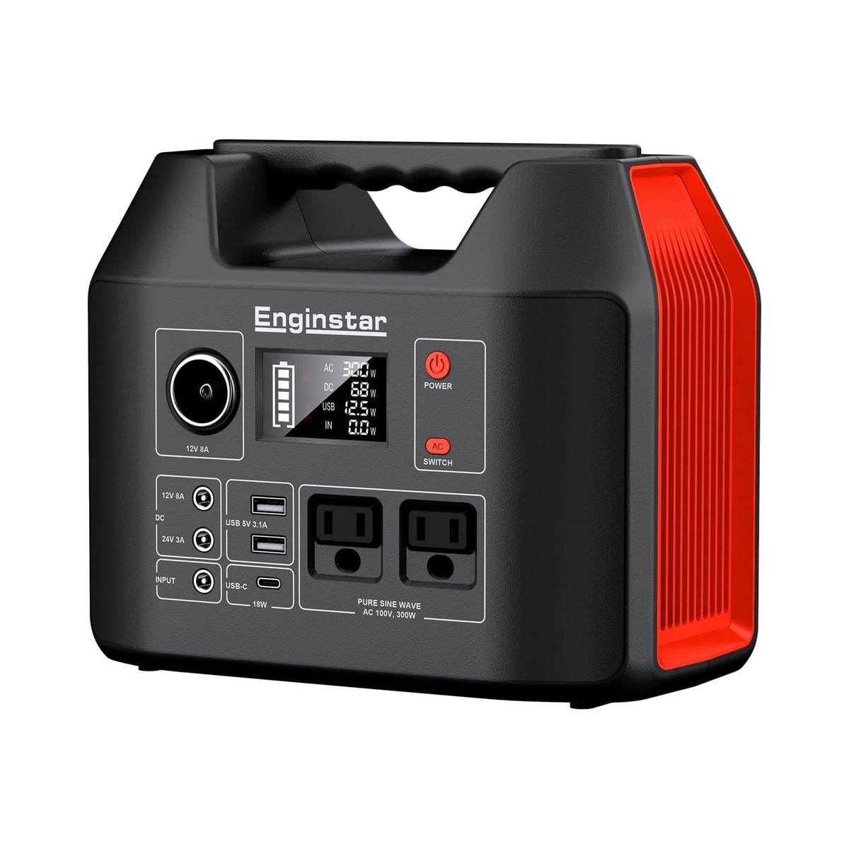 得価，100%新品 Enginstar ポータブル電源 純正弦波 R300 扇風機作動OK