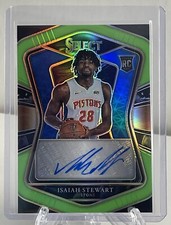Isaiah Stewart RC 2020-21 Select Lime Green Prizm Auto #’d 40/99  Pistons