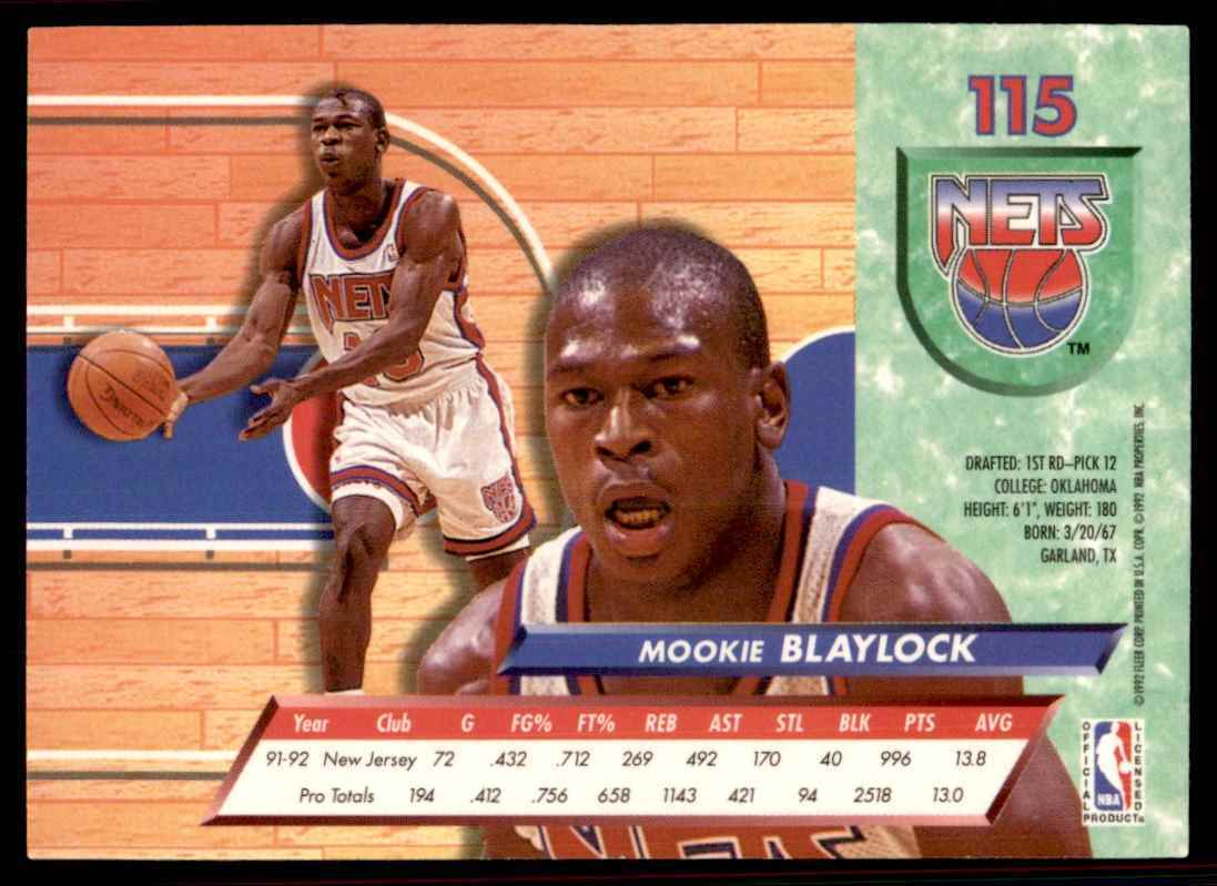 1992-93 Ultra Mookie Blaylock New Jersey Nets #115 | eBay