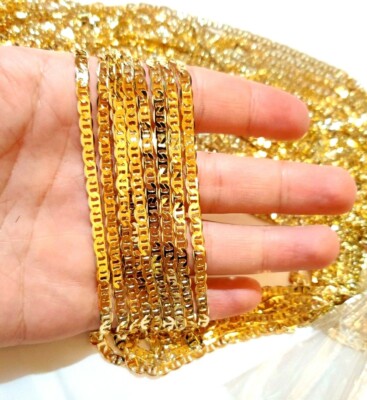 Men Women Mariner Anchor link Chain 14k Gold Plated 4mm 24