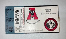 Alabama Football Vs Texas A&M game Day ticket Stub. 1985