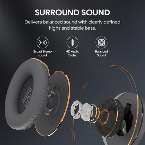 Bluetooth Headphones, Foldable Wireless Over-Ear Headphones with Hidden Mic for  - Picture 6 of 8