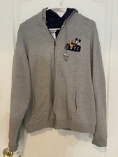Vintage Disney Hoodie - Mickey Mouse Zip-up, gray and navy