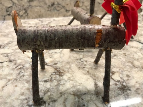 Christmas Reindeer Family 3 Handmade Carved Wood Branches Sticks Ornaments OOAK - Picture 4 of 10