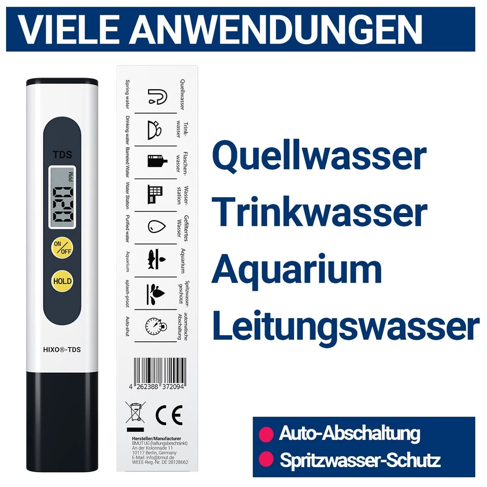 1x TDS Wasser Tester Meter Messgerät Wasserqualität 0-9990 ppm Wasserhärte - Bild 4 von 4