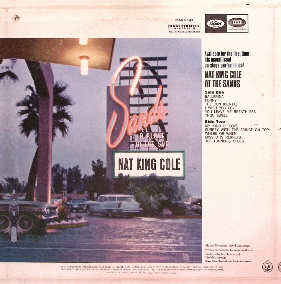 NAT KING COLE AT THE SANDS CAPITOL MAS 2434 GATEFOLD EXCELLENT VINYL LP 188-89 - Image 2 of 4
