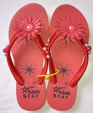 Women Ladies Girls Flip flop Casual slippers Handmade Flower Super Soft Rubber