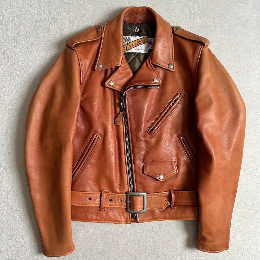 Schott 618 Double Rider Jacket men Size 36 Brown Made In USA | eBay