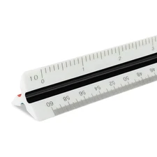 Engineer Triangle Scale Ruler 12 Inch with Etched Markings in Fully Divided 10, 