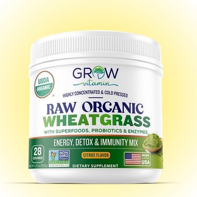 BERG Raw Organic Wheatgrass Juice Powder Lemon Flavor Exp 08/28
