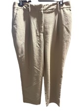 Brand Nine West Women's Size Beige Straight Dress Pants Flat Front Button Zip 