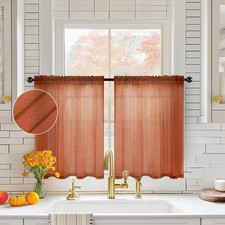 MIULEE Terracotta Sheer Curtains 36 inch 29"W x 36"L Pack of 2 ,