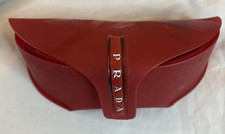 Prada Eye Glass Case Red Plastic Hook Loop Closure Case Only