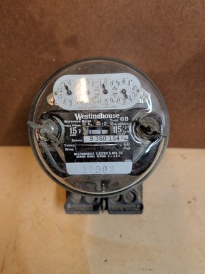 WESTINGHOUSE WATTHOUR METER TYPE OB SINGLE PHASE 15 AMP 115-230V VINTAGE