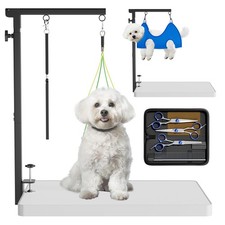 Foldable Dog Grooming Arm with Clamp - Adjustable Grooming Table Arm with No-...
