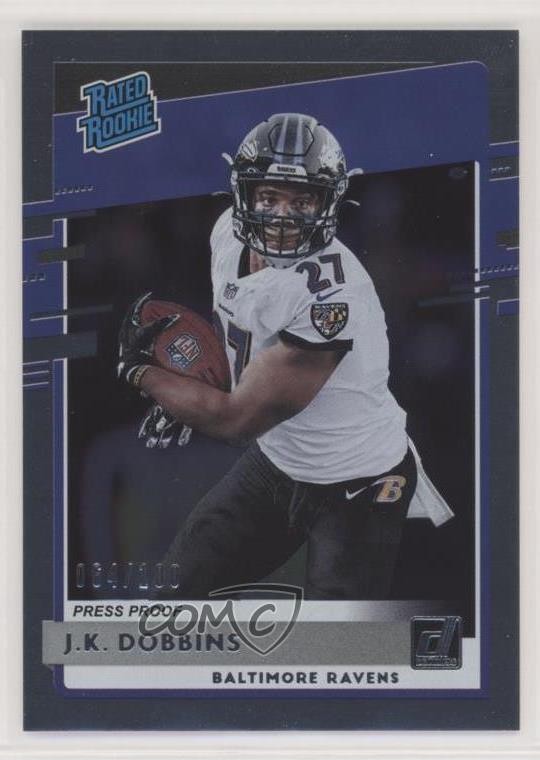2020 Panini Donruss Rated Press Proof Silver /100 JK Dobbins #311 Rookie RC 0q3