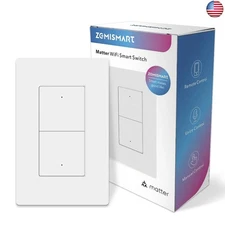 Matter-Smart-Light-Switch Neutral Wire Required, WiFi Smart Switch, 3-Way