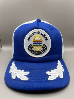 Vtg Has University Of Alberta Trucker Hat Cap Blue White Scrambled Eggs 