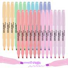 coruscant Pastel Highlighters Set, 8 1 Count Pack of 24 , Multicolor