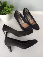 Coach and Four Heels 7.5 Fabric Black Blue Shoes Women’s 7.5 Lot Of 2 Pair