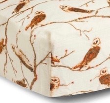 Milkbarn Fitted Owl Crib Sheet, 100 Organic cotton