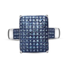 Beautiful 0.50ctw Blue Diamond Cocktail Ring Platinum Plated Sterling Size 9