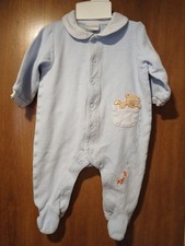 Carter's Vintage Blue Bear Baby 3-6 Mon Sleeper Outfit Embroidered Boy