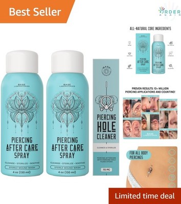 Piercing Aftercare Spray Kit 4oz Saline Solution for Piercings Keloid Bump Re...