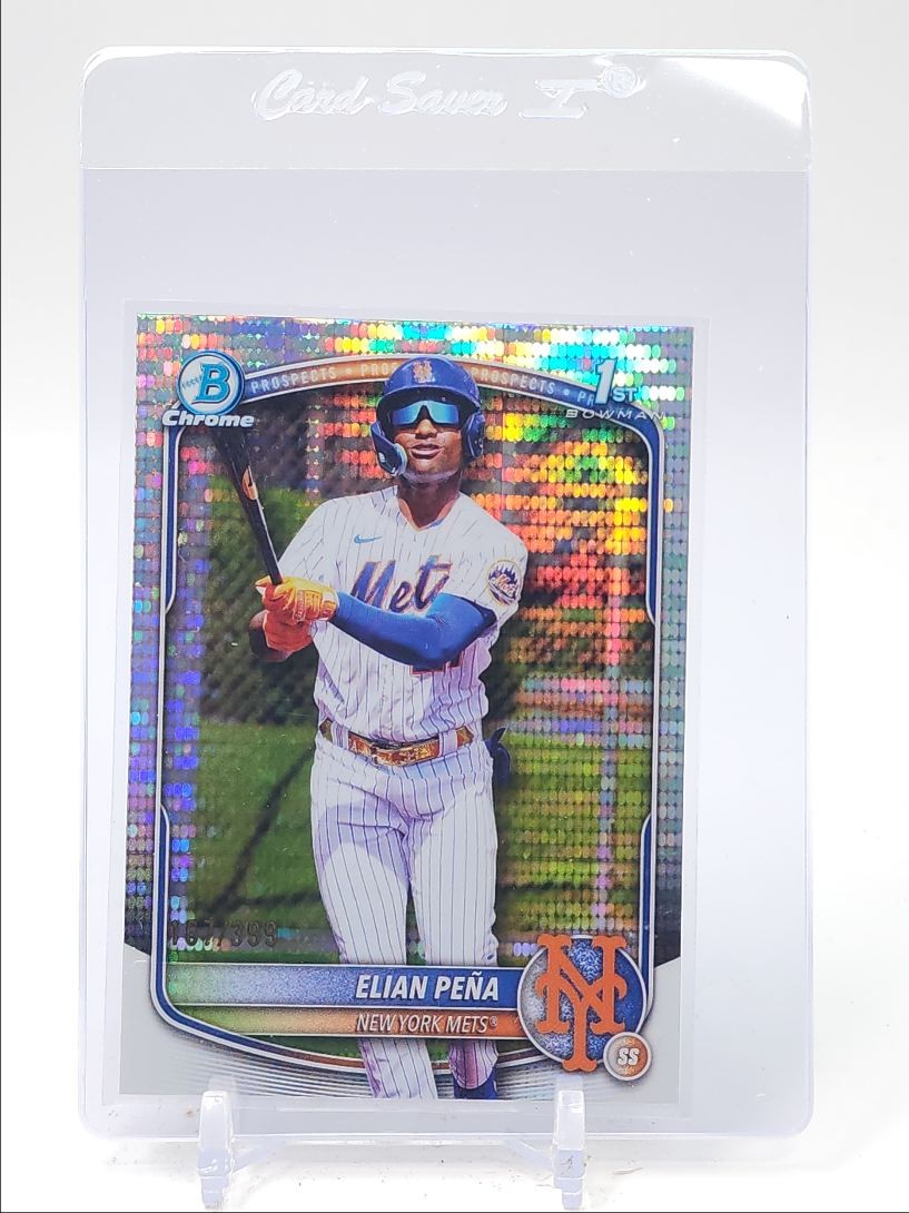 ELIAN PENA 2025 BOWMAN CHROME 1ST PULSAR REFRACTOR METS /399 Q2754
