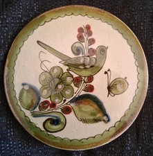 Ken Edwards Mexican Pottery Trivet Tonala Folk Art Bird Signed