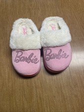 Girls Barbie Slippers Fuzzy Size 2/3