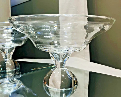 Steuben 8529 Pedastal Clear Cloud Bowl David Dowler Compote Crystal 10.25” Glass