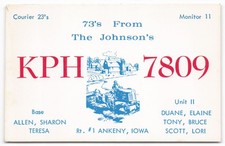 De colección Ankeny Iowa CB Radio QSL Postal Johnson's Farm Tractor KPH 7809