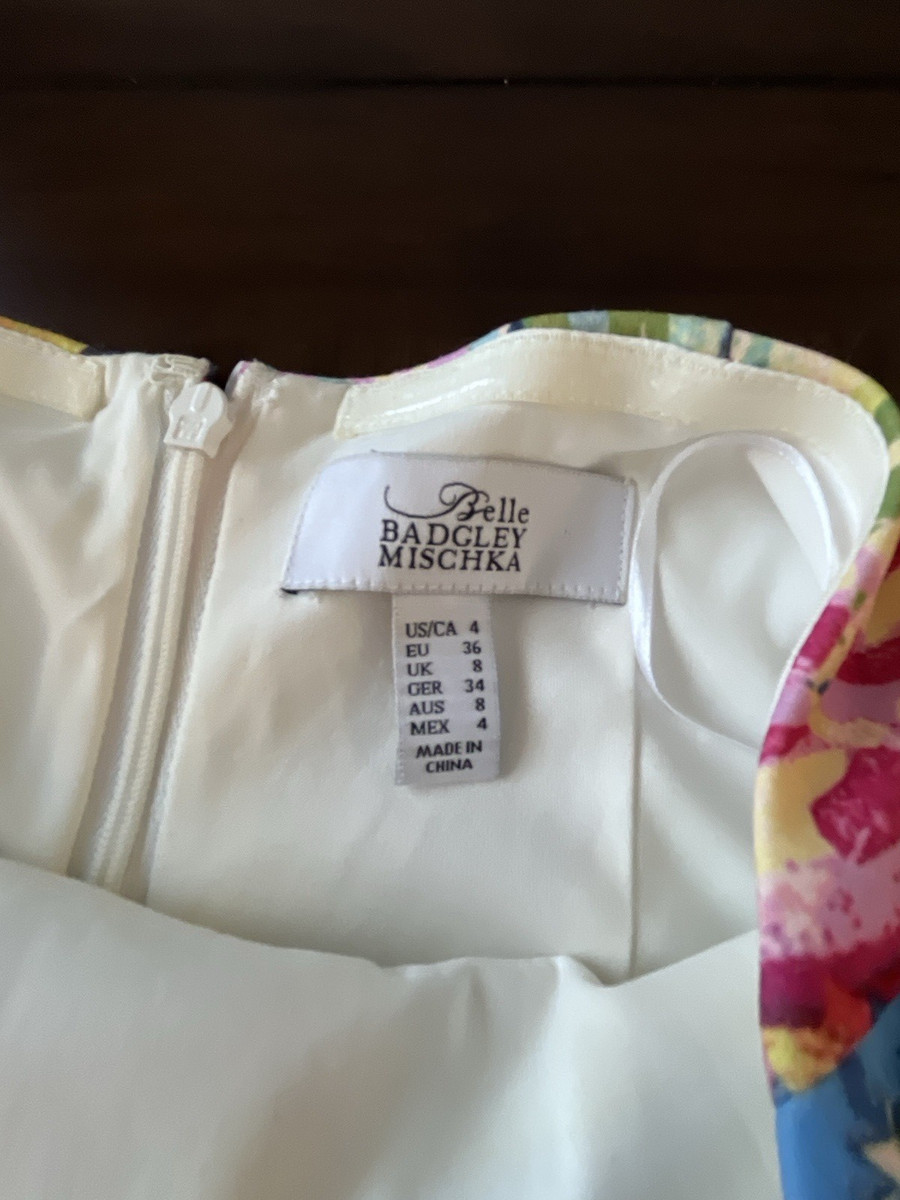 Belle Badgley Mishka Floral Watercolor Halter Dress Size 4 View 4