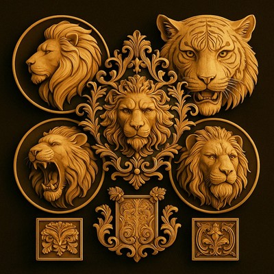 20+ tlg Set Tiere Löwe Tiger 3D Modelle STL Feilen für CNC einsatzbereit 