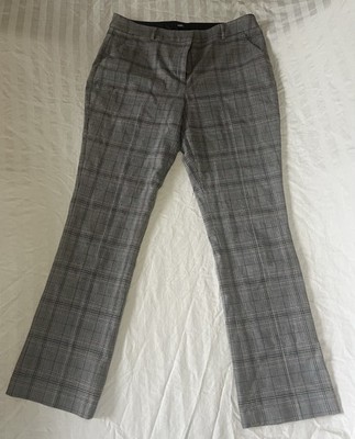 Express Editor Boot Cut Mid Rise Pants 14R Brown Plaid 